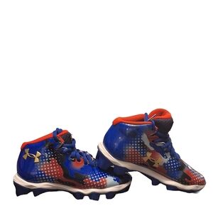 Under Armour Kids Football Cleats in Blue, Red, and White